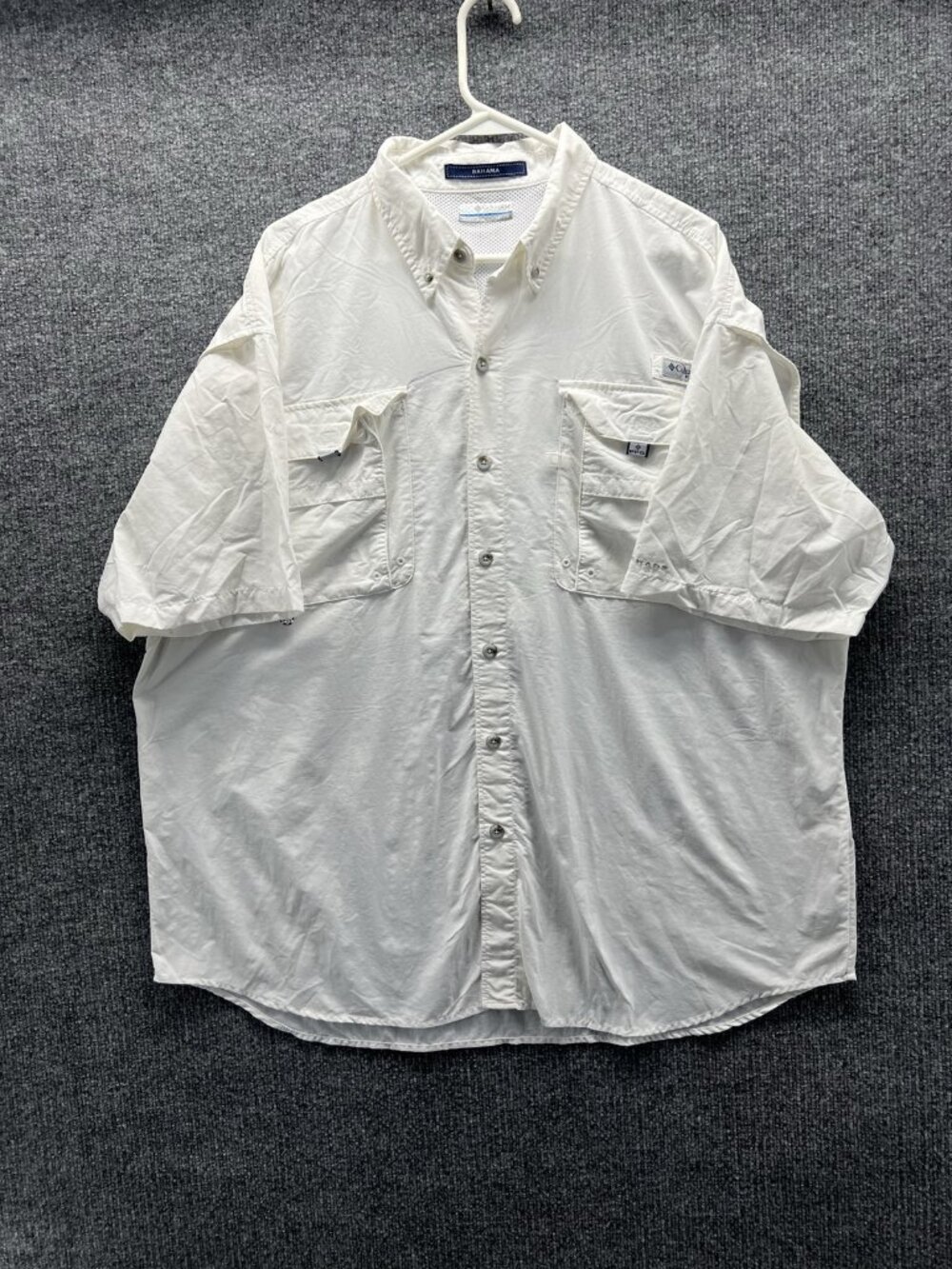 Columbia Bahama Shirt Men Big 1X White Solid Short Sleeve Button Up Fishing